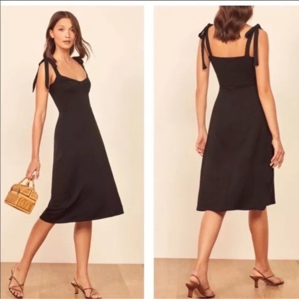 Reformation Black Midi Dress